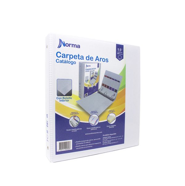 Carpeta Catálogo 3 Aros Norma 1.5" Herraje Redondo: organización y protección para tus documentos.