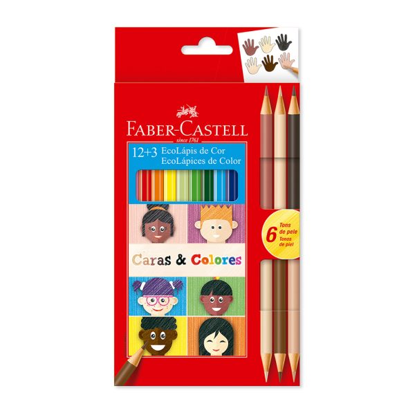 Colores Faber Castell caras y colores 12+3: suavidad y vibrancia en cada trazo.