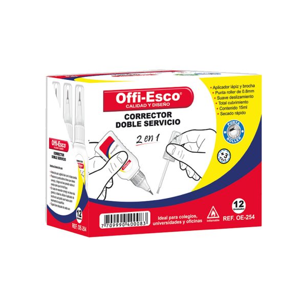 Corrector de Brocha Offi-Esco OE-254 para corrección precisa y rápida