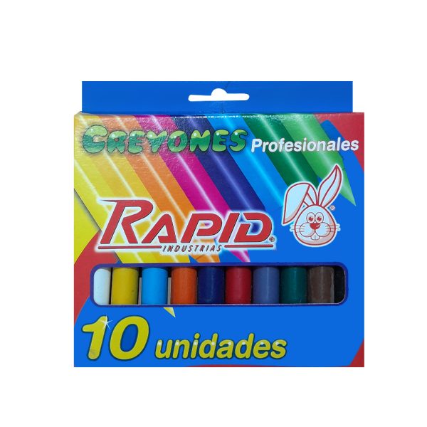 crayones delgados económicos x10 unidades: amarillo, naranja, rojo, azul claro, azul oscuro, verde, café, blanco y negro. Papelería en Cali.