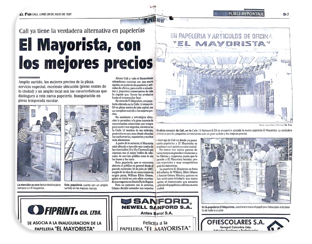 Somos distribuidores líderes en papelería al por mayor en Cali, Valle del Cauca y en Colombia.