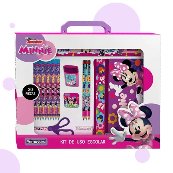 Kit escolar de escritura minnie mouse, disponible en papeleria el mayorista cali.