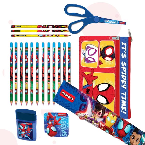 kit escolar de escritura spider man disponible en papeleria el mayorista cali.