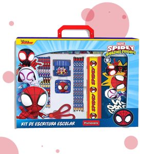 kit escolar de escritura spider man, disponible en papeleria el mayorista cali.