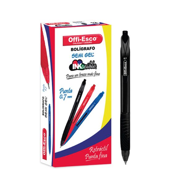 Lapicero Offi-Esco Semigel RT OE-050: escritura suave y precisa en un diseño retráctil.