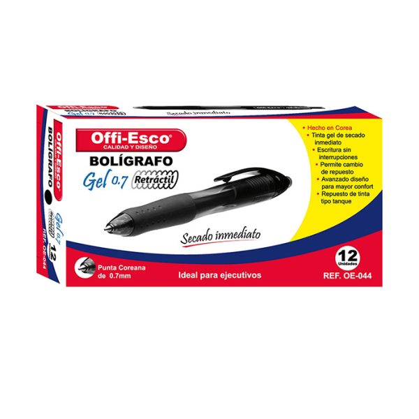 Lapicero Offi-Esco Semigel OE-077F: calidad y precisión en cada trazo.