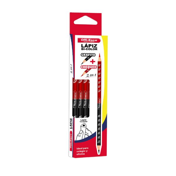 Lápiz Offi-Esco Bicolor OE-148, práctico y versátil. Perfecto para escritura y dibujo en dos colores.