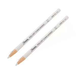 Lápiz Blanco Vidriograf Sharpie, ideal para marcar en superficies oscuras. Alta calidad y durabilidad.