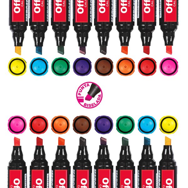 Marcadores Offi-Esco x8 und OE-522-8 para resaltar y escribir con colores vibrantes