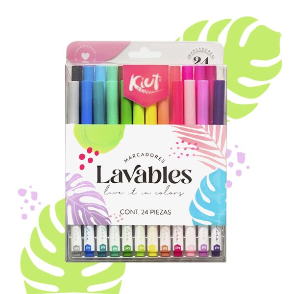 Plumones Lindos Kiut Lavables x24. Disponibles en Papeleria, Cali.