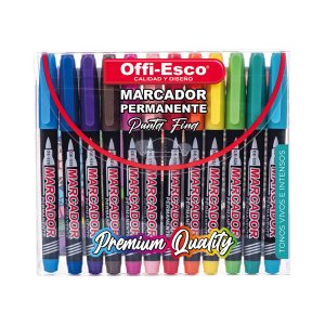 Plumones Offi-Esco x12 OE 528 para colores vibrantes y duraderos