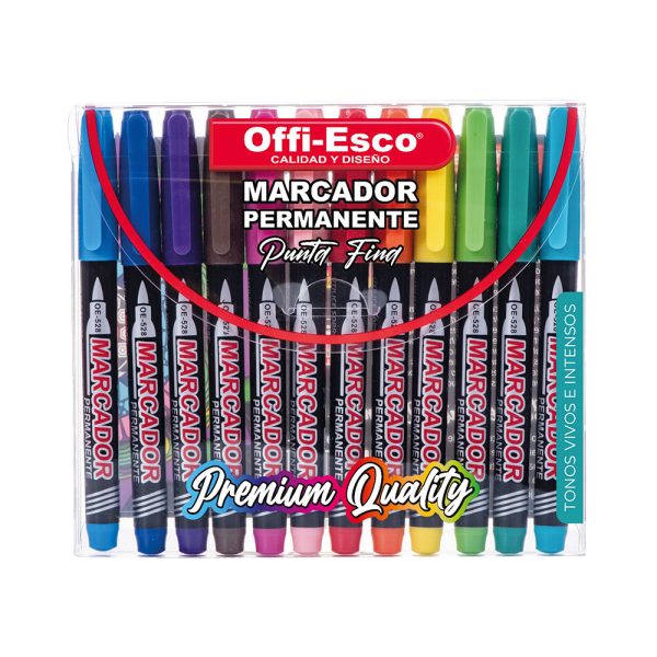 Plumones Offi-Esco x12 OE 528 para colores vibrantes y duraderos